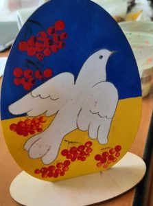 Easter egg with peace dove and Ukraine flag