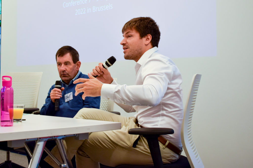 Paul Alford at the conference, being interviewed by Guillaume Jacquinot