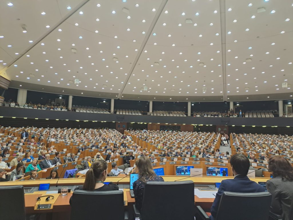 Tamara Byrne speaks at the European Disability Parliament.