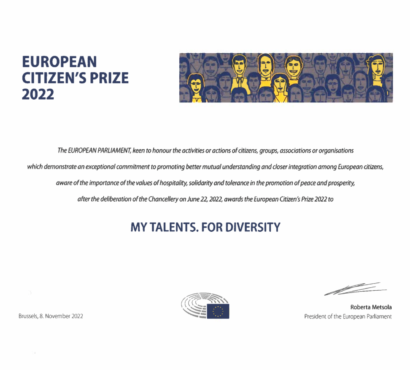 Inclusion Europe won the European Citizen’s Prize from the European Parliament in Belgium